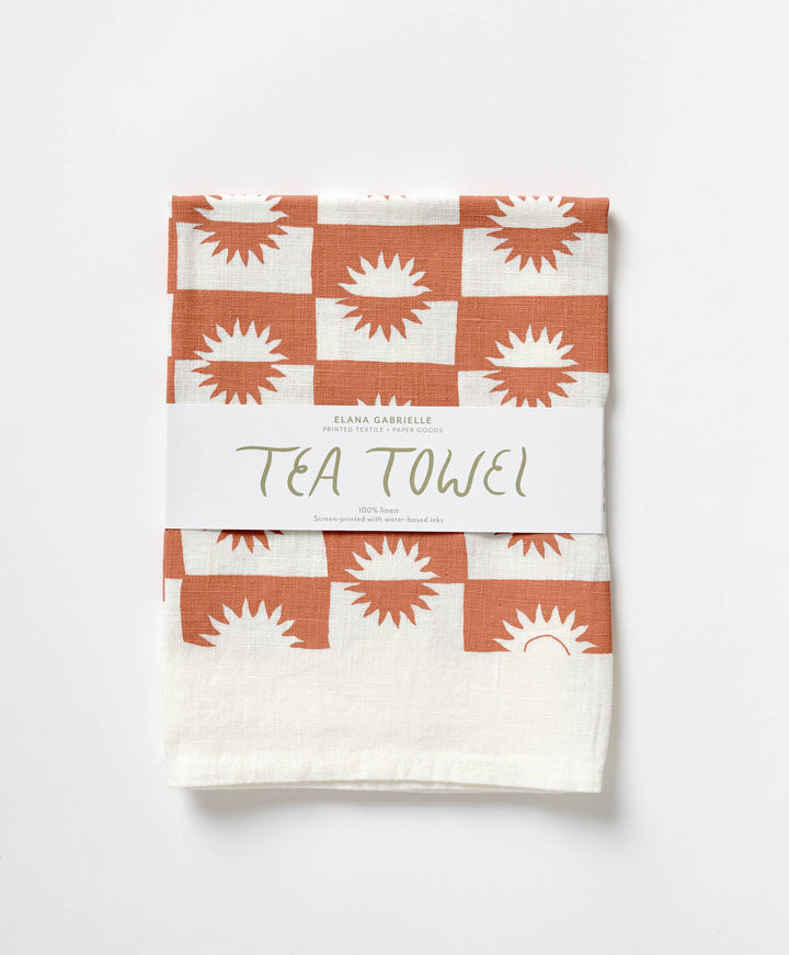 Sunrise Linen Tea Towel - Absorbent Towel, Graphic Sun Style: Siena send a bouquet- the best flower delivery