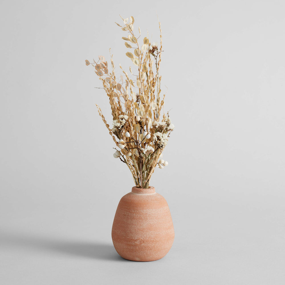 Bloomist Terra Cotta Bud Vase, Whitewash: Short