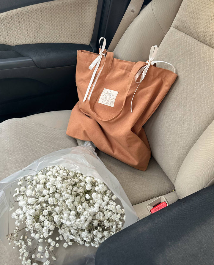 Terracotta Minimalist Tote Bag send a bouquet- the best flower delivery