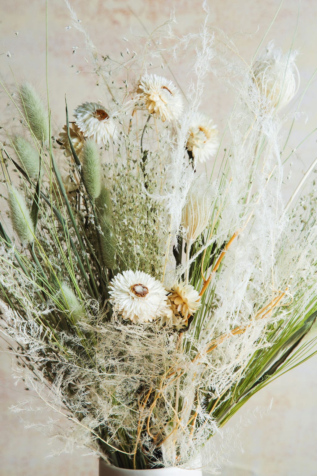 Idlewild Floral Laurel Dried Flower Bouquet styled on table