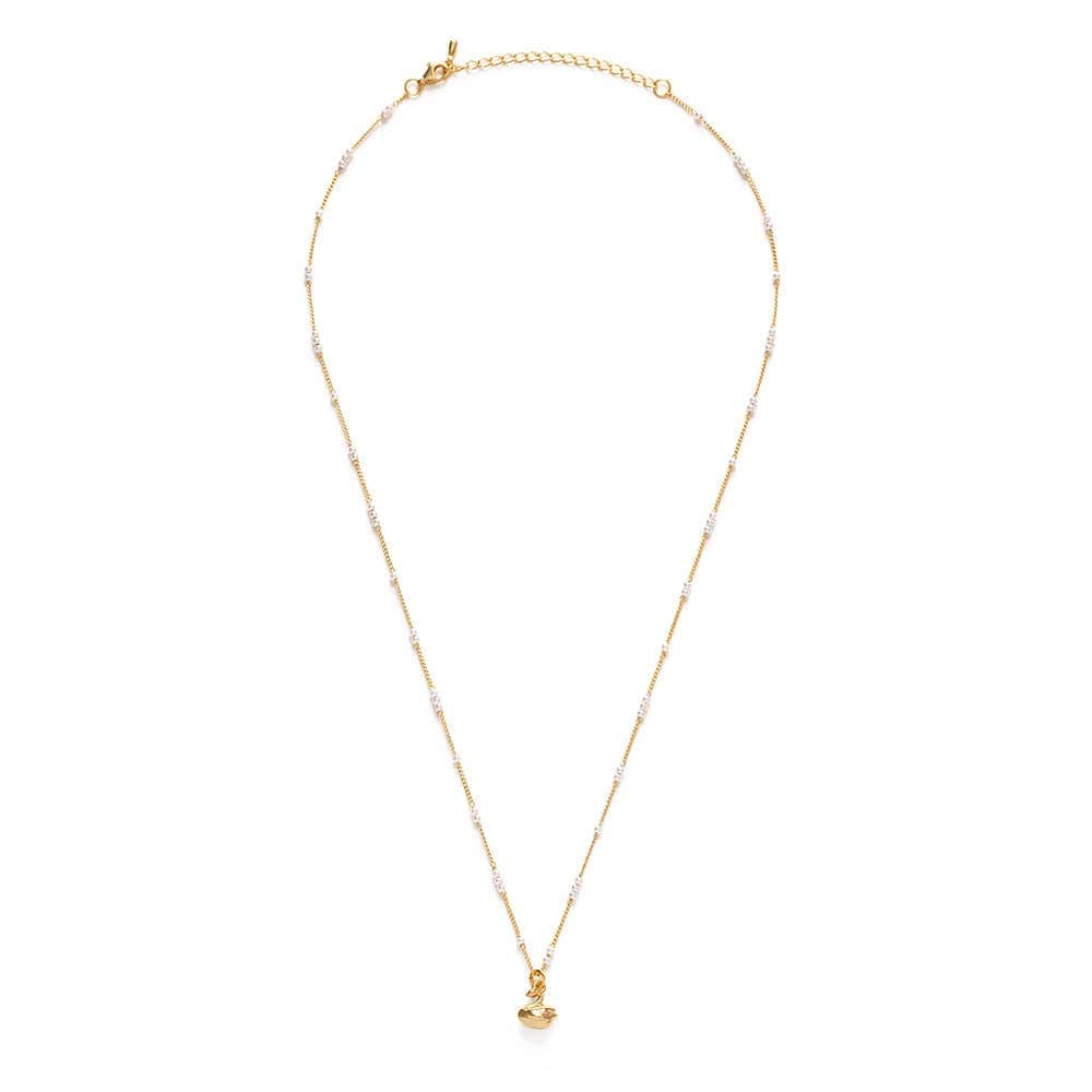 Tiny Swan Charm on Pearl Station Chain Necklace send a bouquet- the best flower delivery