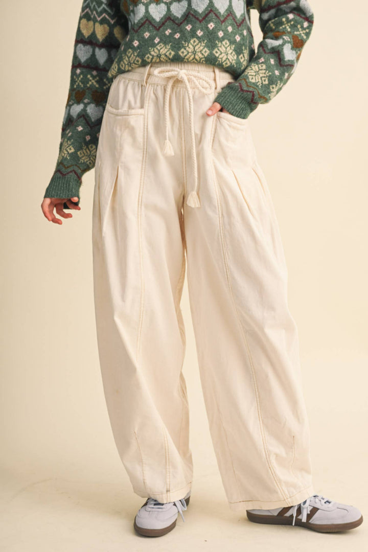 WASHED CORDUROY PLEATED BARREL PANTS MP4155: SQUASH / L send a bouquet- the best flower delivery