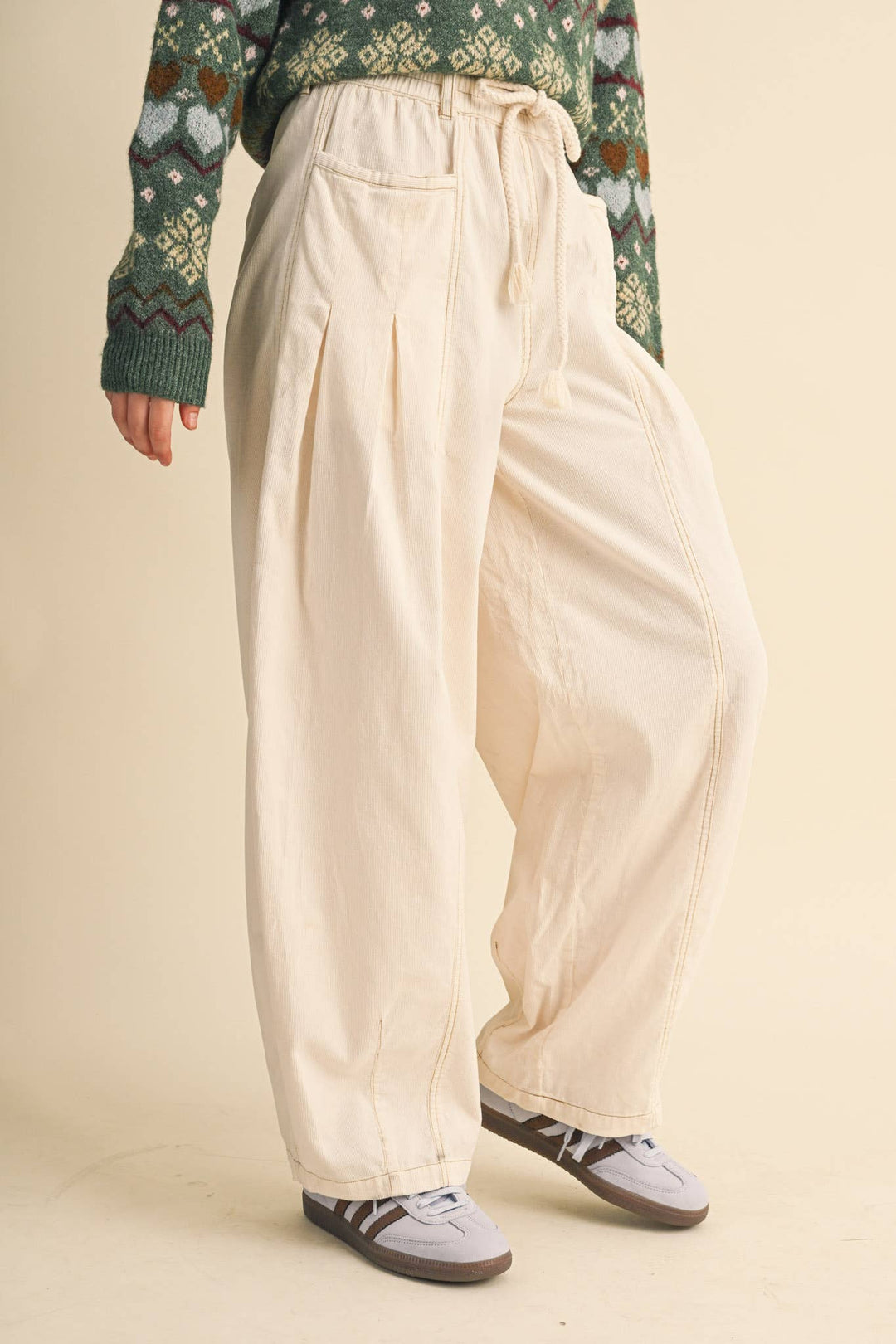 WASHED CORDUROY PLEATED BARREL PANTS MP4155: SQUASH / L send a bouquet- the best flower delivery