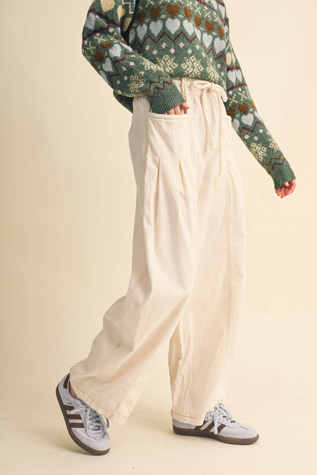 WASHED CORDUROY PLEATED BARREL PANTS MP4155: SQUASH / L send a bouquet- the best flower delivery