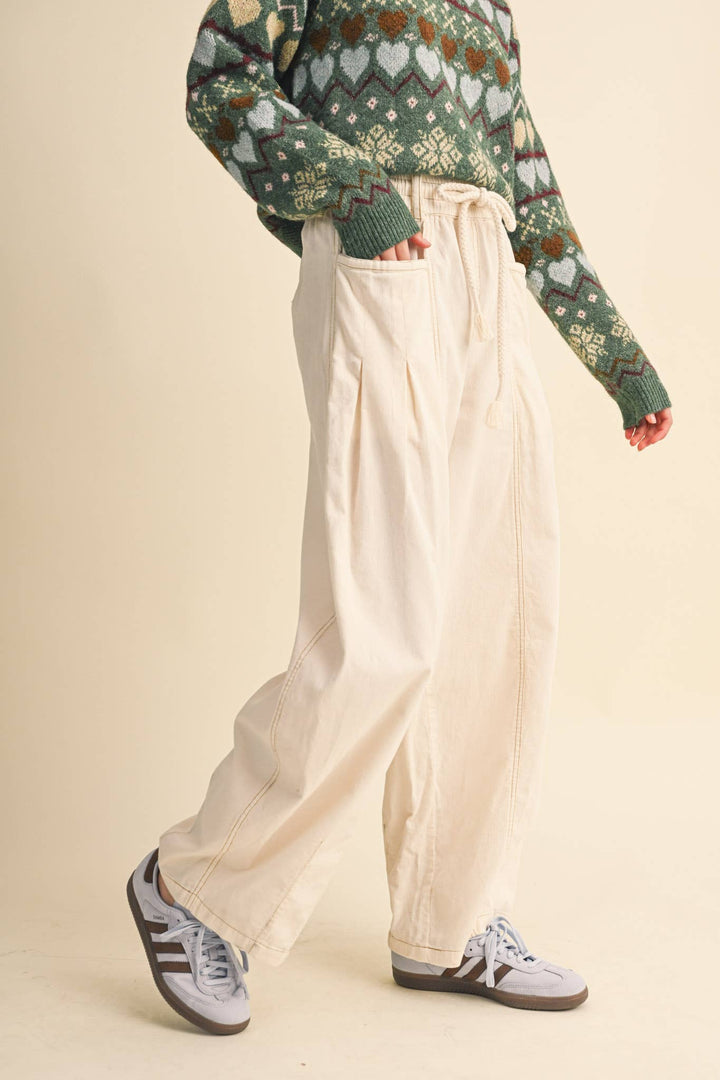 WASHED CORDUROY PLEATED BARREL PANTS MP4155: SQUASH / L send a bouquet- the best flower delivery