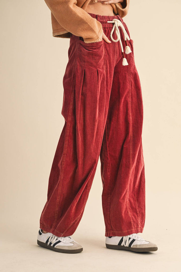 WASHED CORDUROY PLEATED BARREL PANTS MP4155: SQUASH / L send a bouquet- the best flower delivery