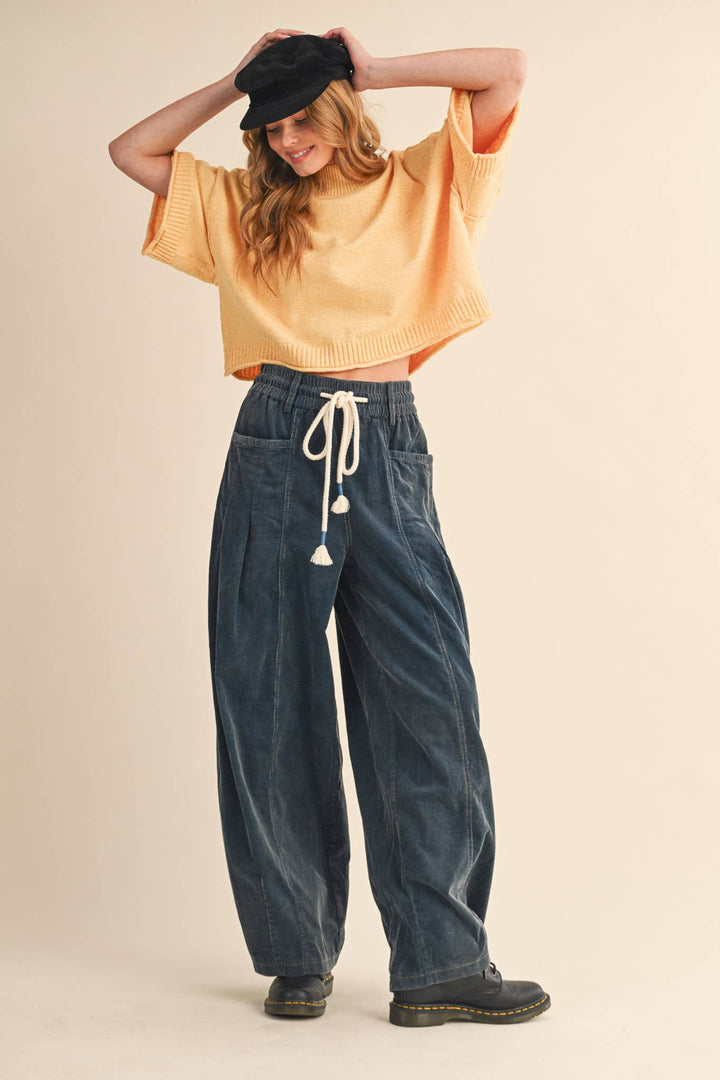 WASHED CORDUROY PLEATED BARREL PANTS MP4155: SQUASH / L send a bouquet- the best flower delivery