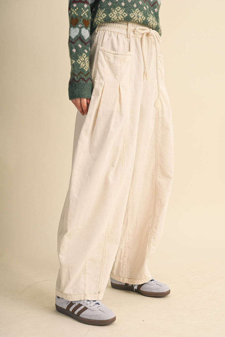 WASHED CORDUROY PLEATED BARREL PANTS MP4155: SQUASH / M send a bouquet- the best flower delivery