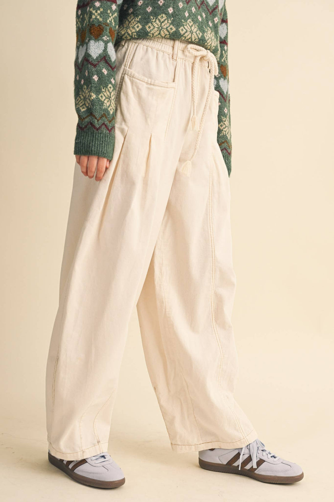 WASHED CORDUROY PLEATED BARREL PANTS MP4155: SQUASH / M send a bouquet- the best flower delivery