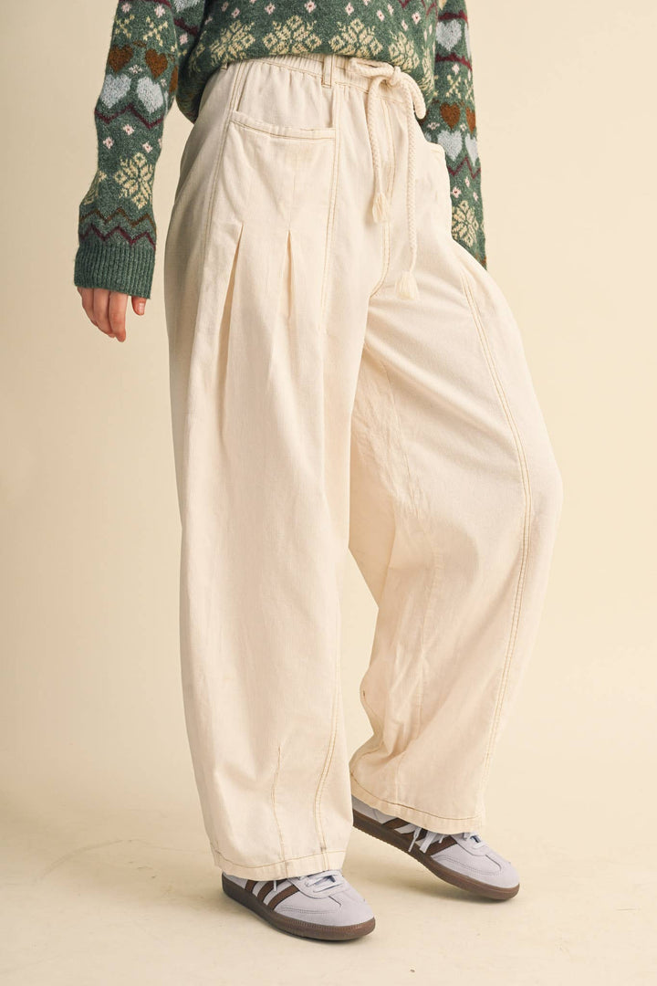 WASHED CORDUROY PLEATED BARREL PANTS MP4155: SQUASH / M send a bouquet- the best flower delivery