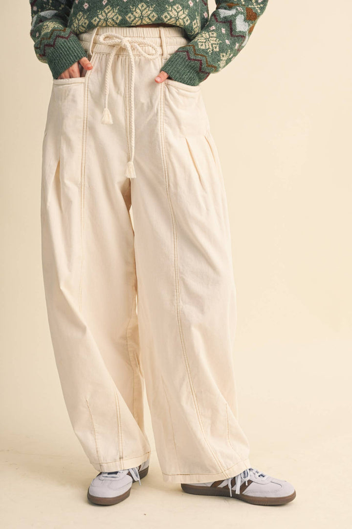 WASHED CORDUROY PLEATED BARREL PANTS MP4155: SQUASH / M send a bouquet- the best flower delivery