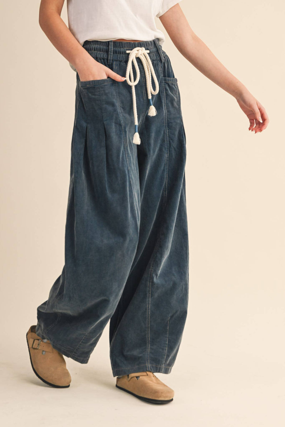 WASHED CORDUROY PLEATED BARREL PANTS MP4155: SQUASH / M send a bouquet- the best flower delivery