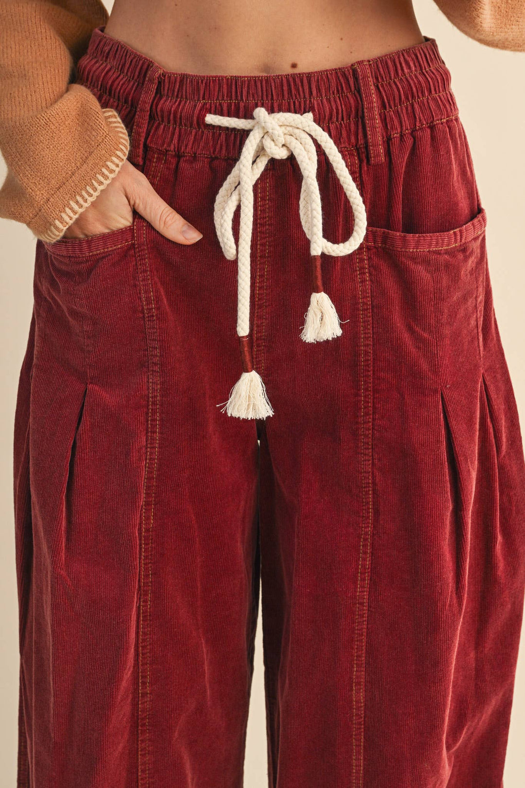 WASHED CORDUROY PLEATED BARREL PANTS MP4155: SQUASH / M send a bouquet- the best flower delivery