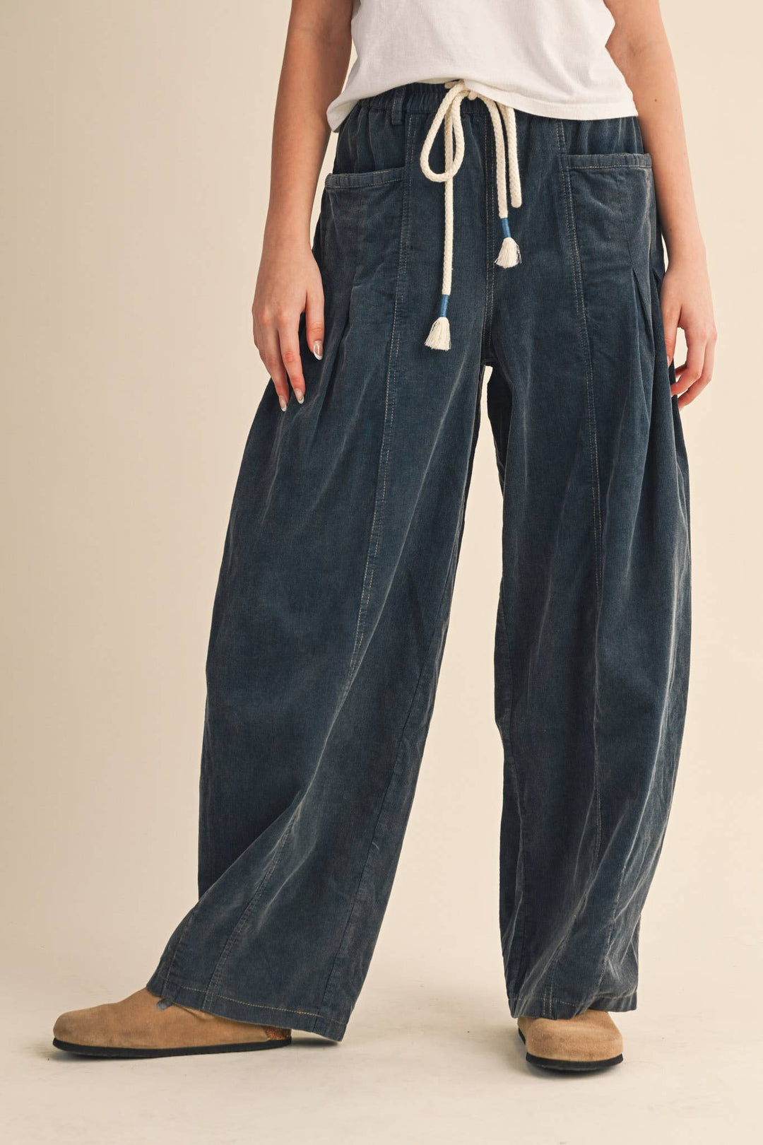 WASHED CORDUROY PLEATED BARREL PANTS MP4155: SQUASH / M send a bouquet- the best flower delivery