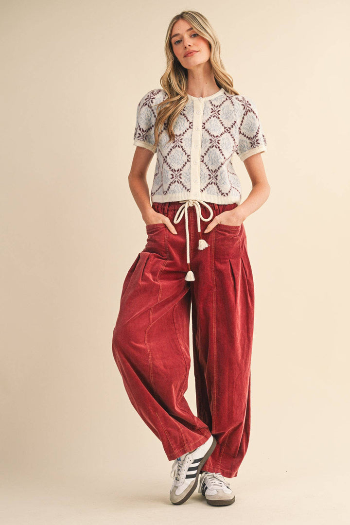 WASHED CORDUROY PLEATED BARREL PANTS MP4155: SQUASH / M send a bouquet- the best flower delivery