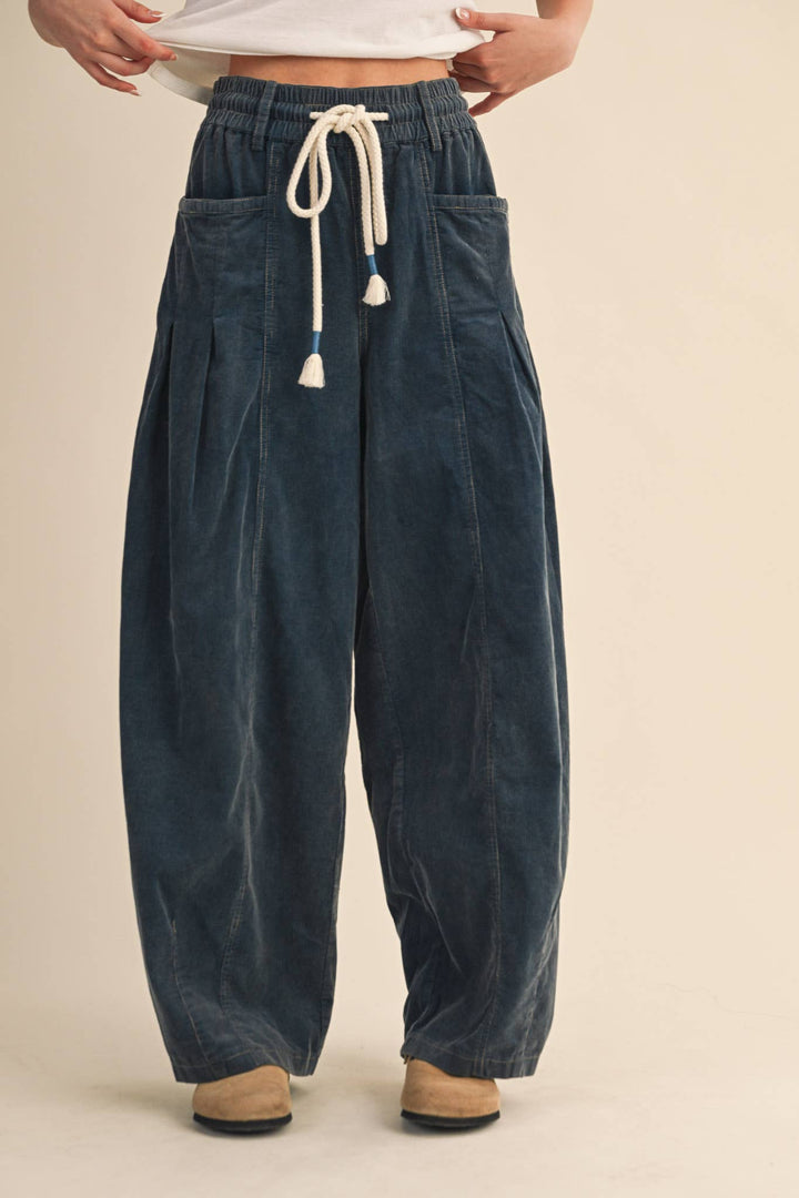 WASHED CORDUROY PLEATED BARREL PANTS MP4155: SQUASH / M send a bouquet- the best flower delivery