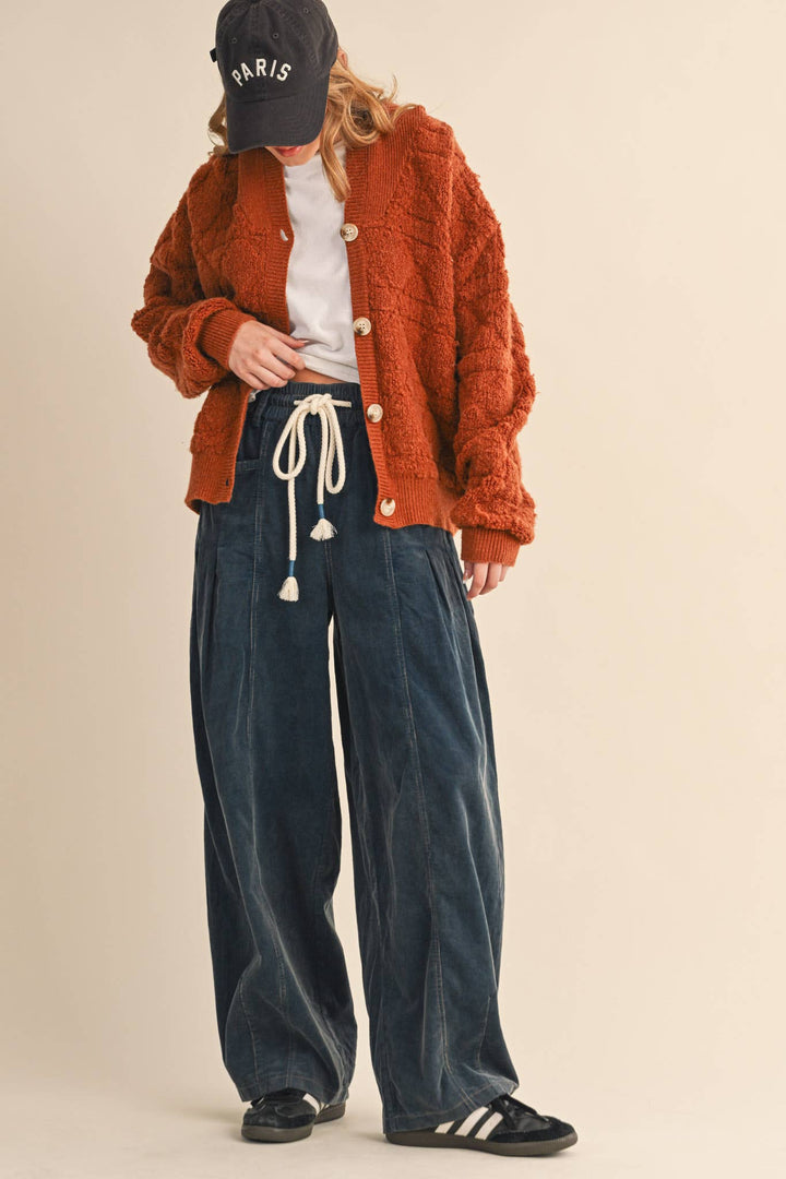WASHED CORDUROY PLEATED BARREL PANTS MP4155: SQUASH / M send a bouquet- the best flower delivery