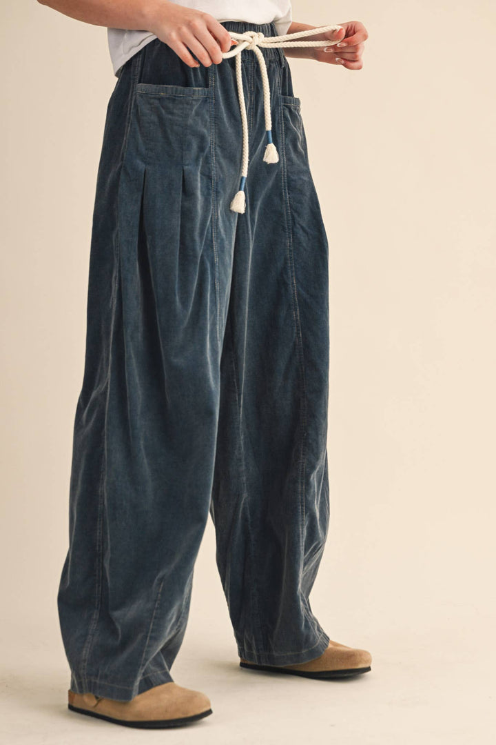 WASHED CORDUROY PLEATED BARREL PANTS MP4155: SQUASH / S send a bouquet- the best flower delivery