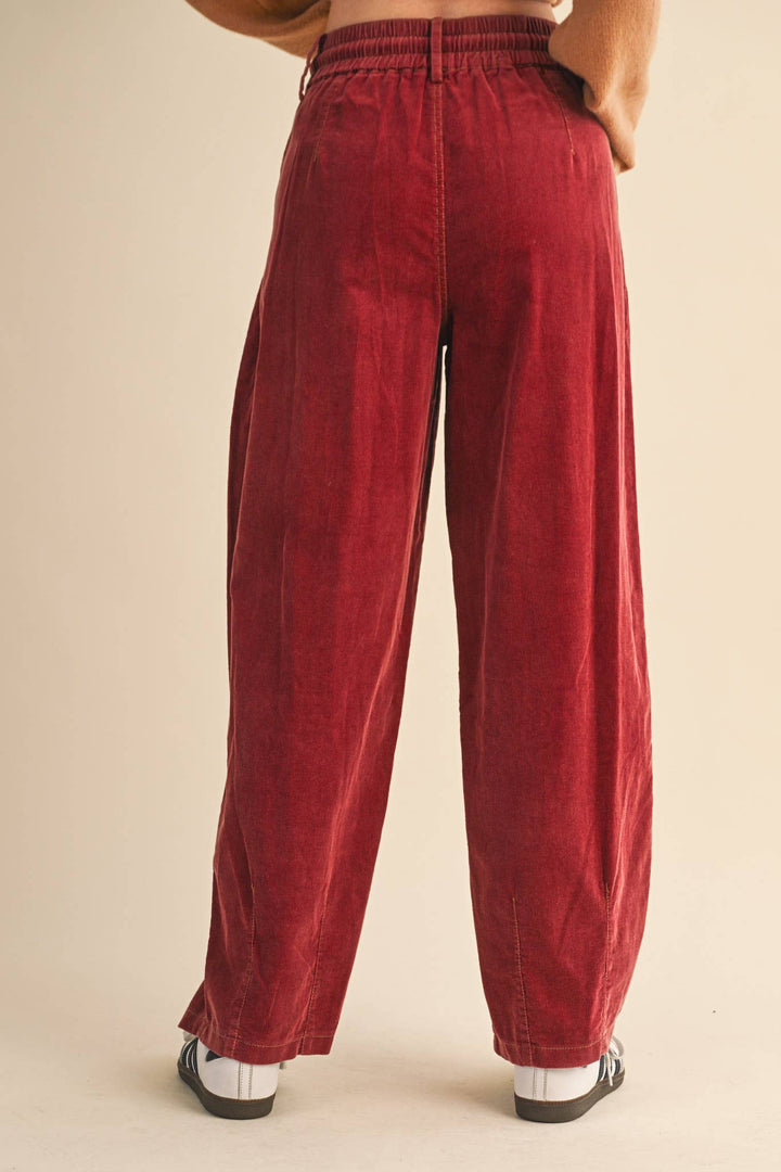 WASHED CORDUROY PLEATED BARREL PANTS MP4155: SQUASH / S send a bouquet- the best flower delivery