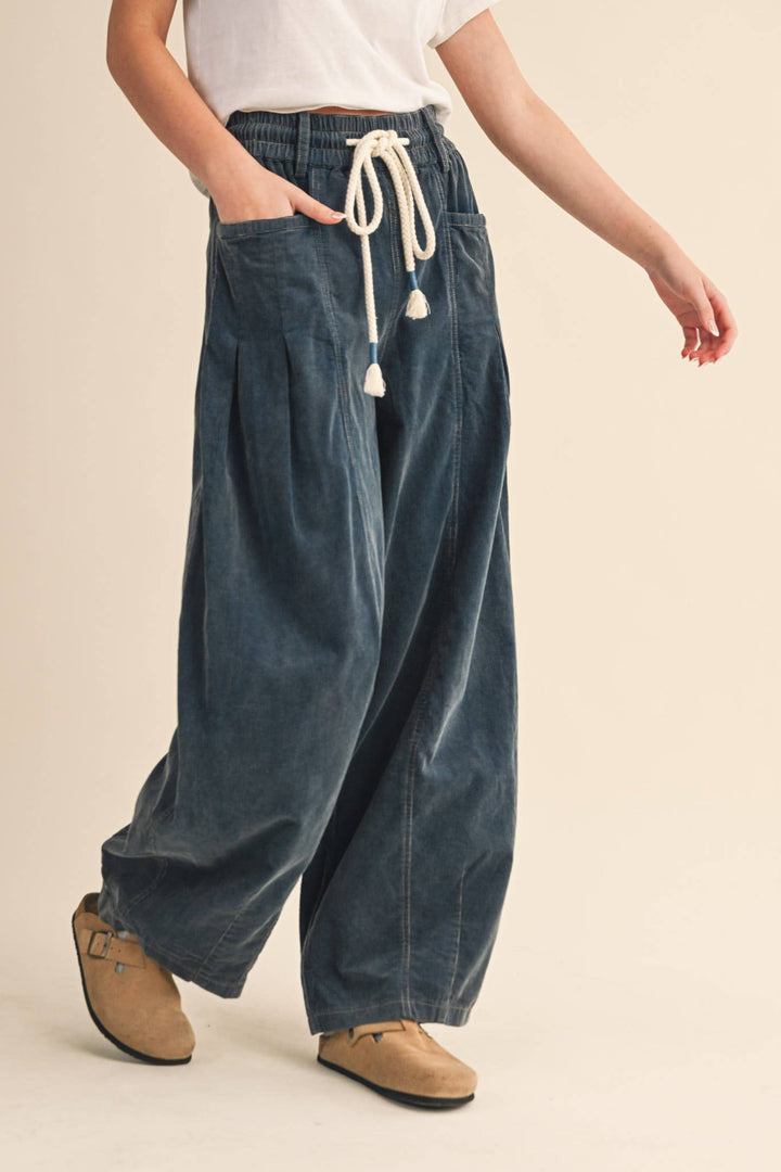 WASHED CORDUROY PLEATED BARREL PANTS MP4155: SQUASH / S send a bouquet- the best flower delivery