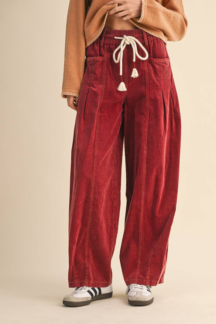 WASHED CORDUROY PLEATED BARREL PANTS MP4155: SQUASH / S send a bouquet- the best flower delivery