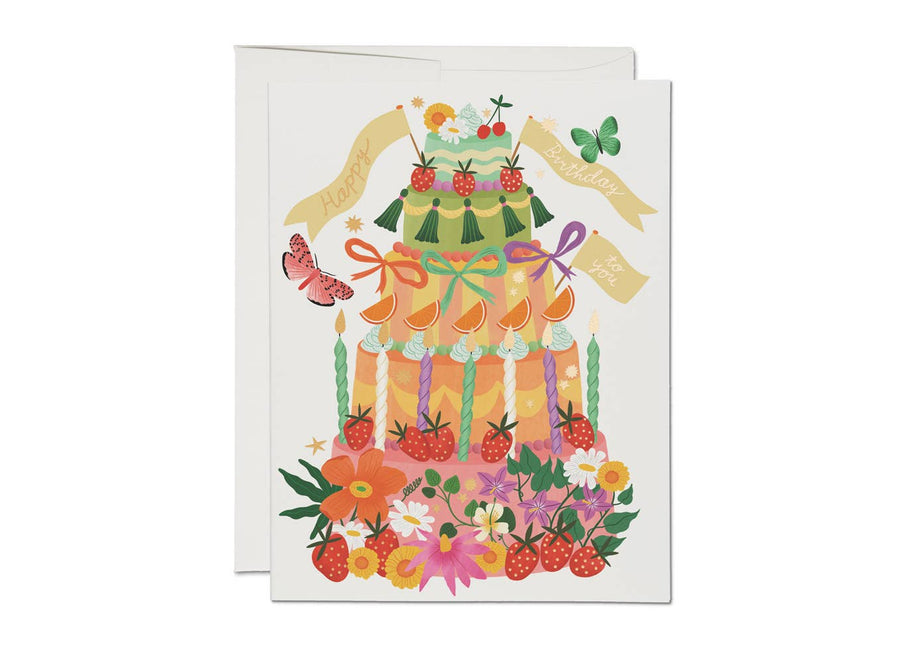 Red Cap Cards Greeting Card Whimsical Birthday Cake Card