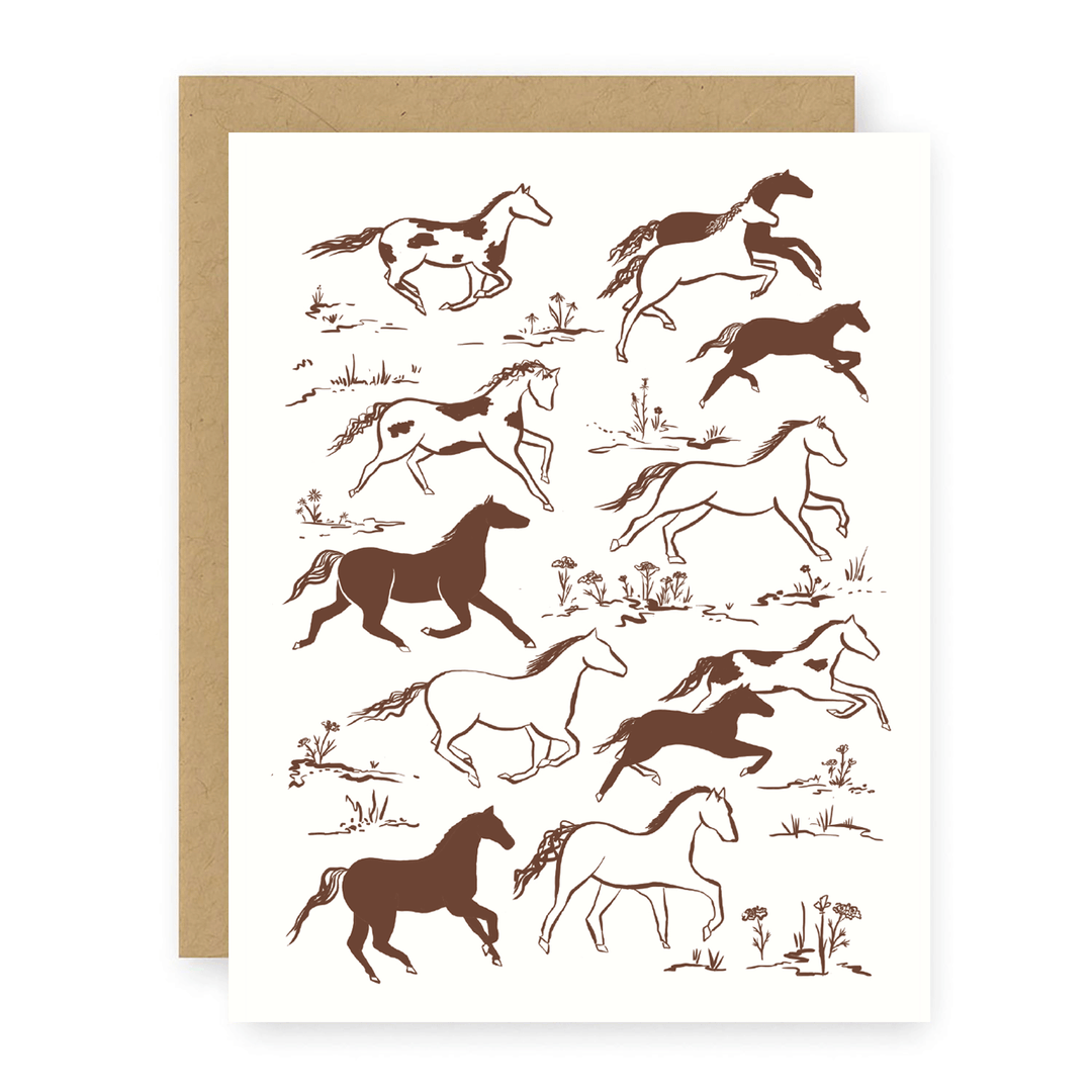 Wild Horses Greeting Card - Year of the Horse, Western Art: Default Title send a bouquet- the best flower delivery