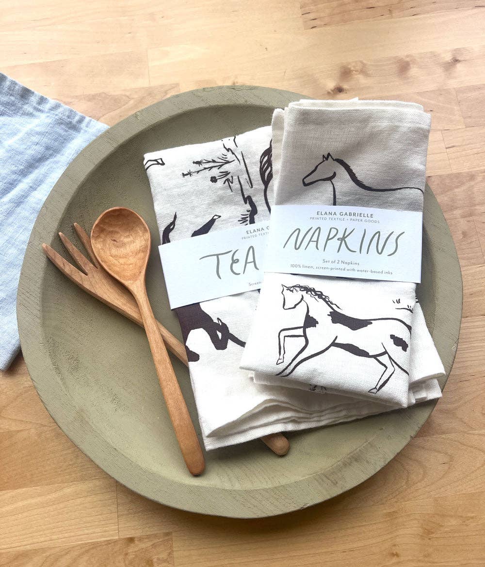 Wild Horses Linen Tea Towel - Western Kitchen Decor + Gift send a bouquet- the best flower delivery
