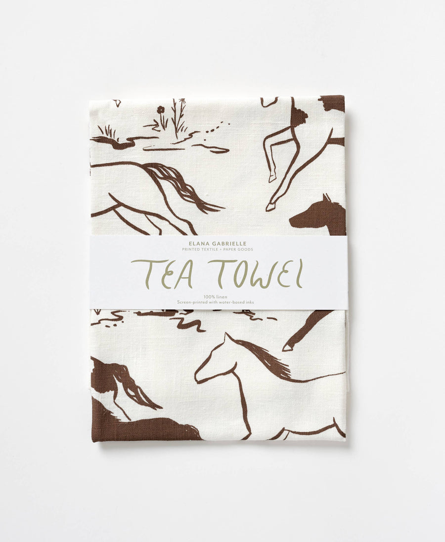 Wild Horses Linen Tea Towel - Western Kitchen Decor + Gift send a bouquet- the best flower delivery