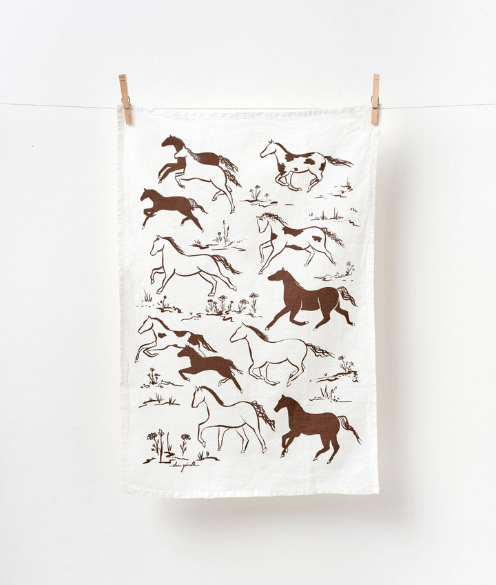 Wild Horses Linen Tea Towel - Western Kitchen Decor + Gift send a bouquet- the best flower delivery
