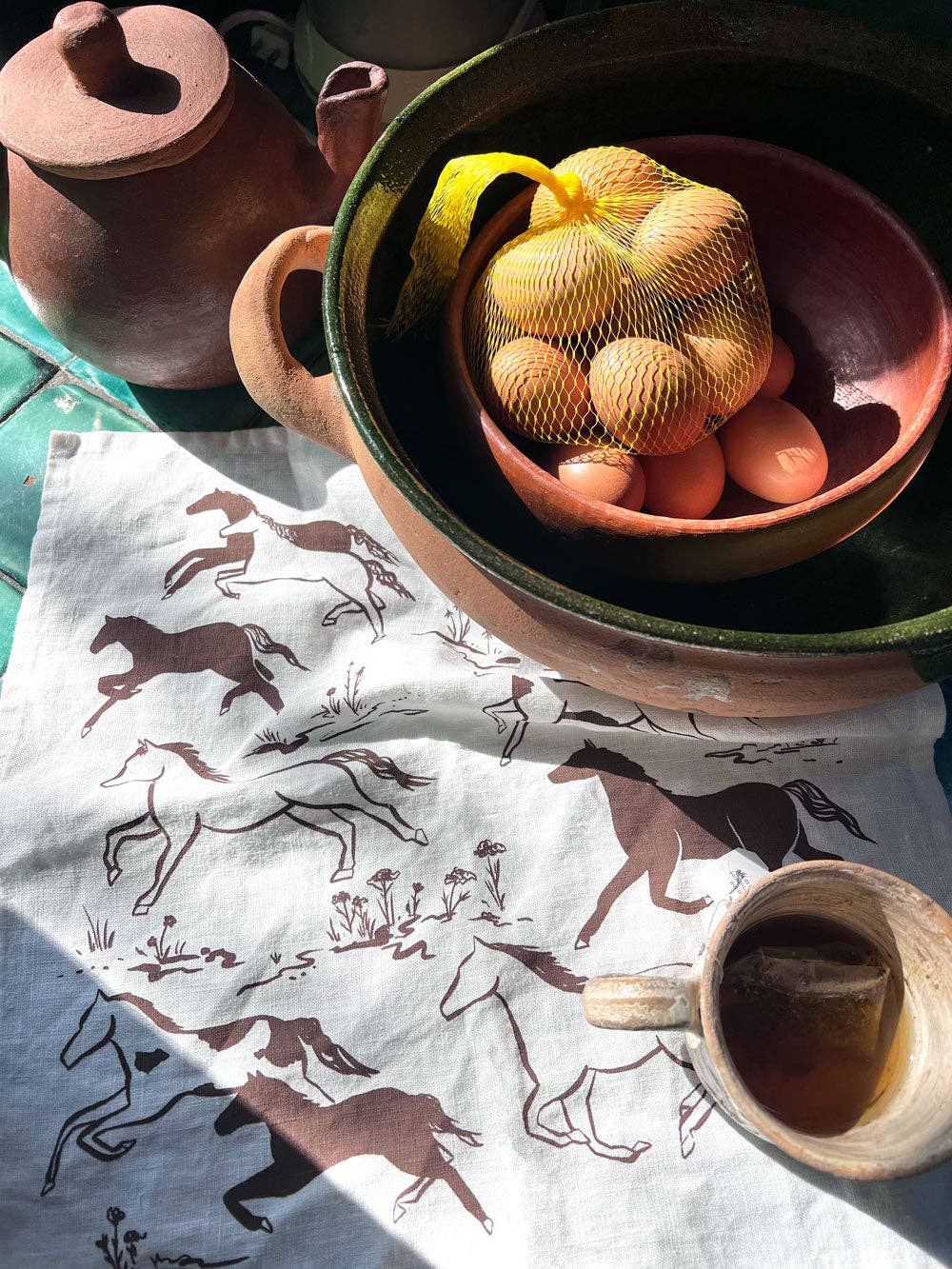 Wild Horses Linen Tea Towel - Western Kitchen Decor + Gift send a bouquet- the best flower delivery