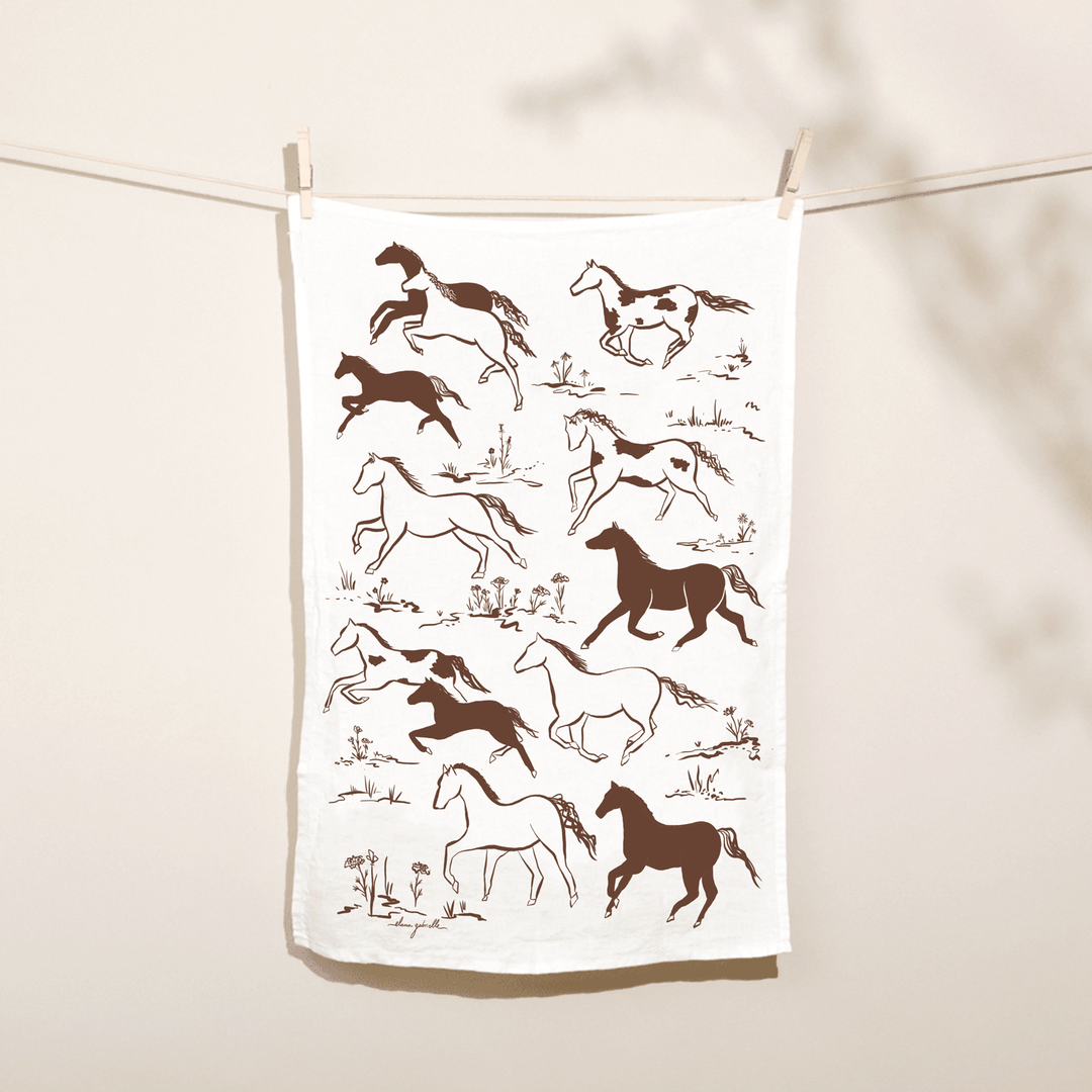 Wild Horses Linen Tea Towel - Western Kitchen Decor + Gift send a bouquet- the best flower delivery
