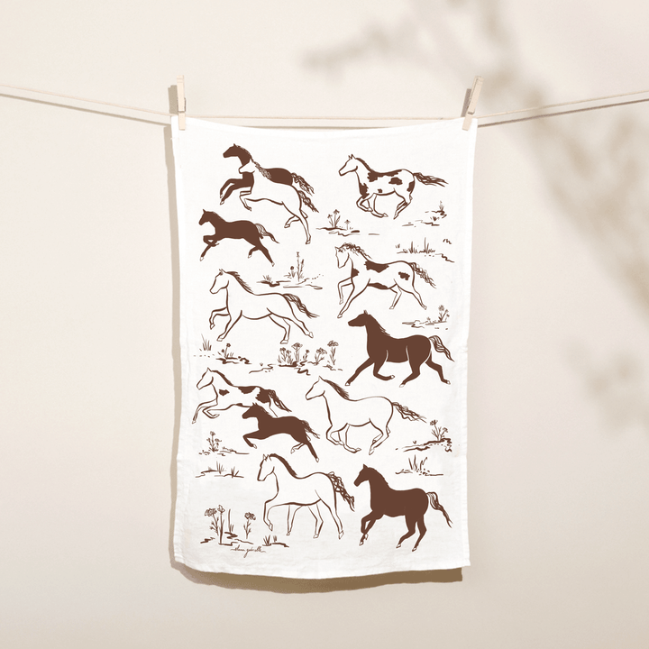 Wild Horses Linen Tea Towel - Western Kitchen Decor + Gift send a bouquet- the best flower delivery