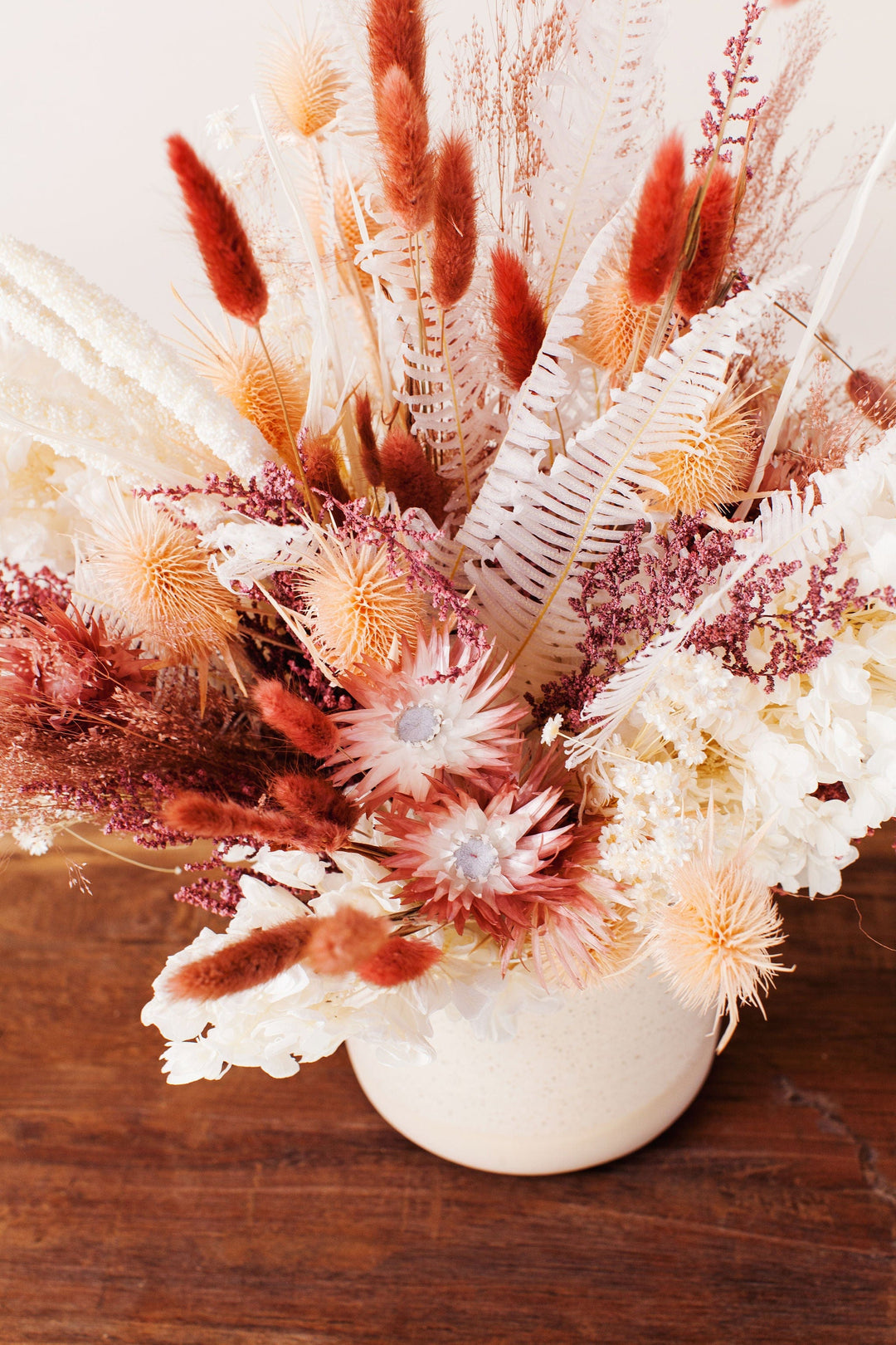 Idlewild Floral Co. Mauve & Blush Centerpiece in Ceramic Vase