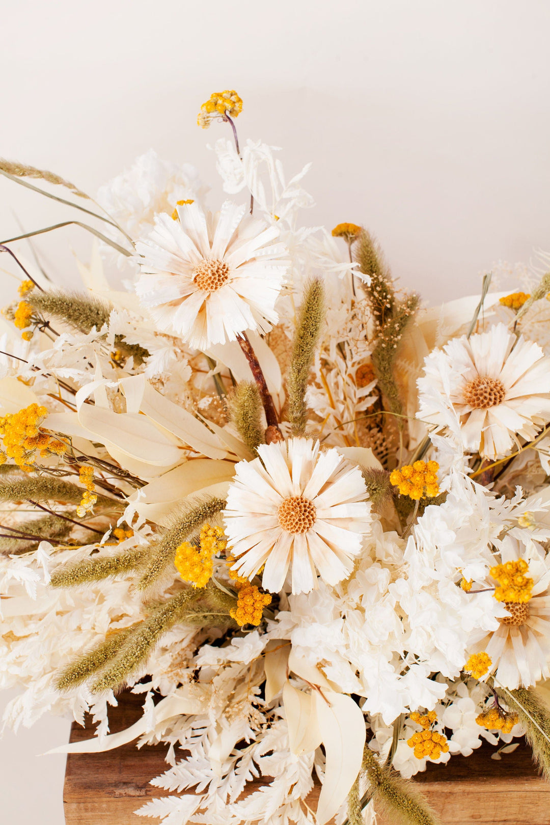 Bunch of white dried flowers