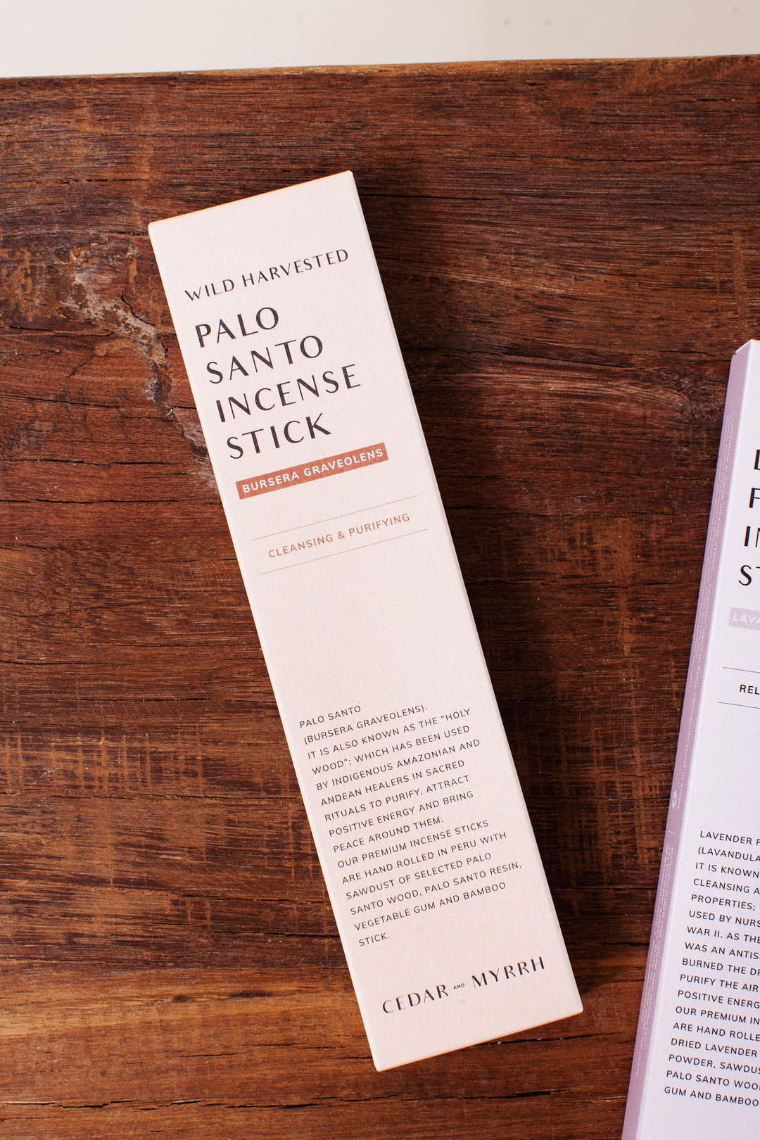 Cedar and Myrrh Hand Rolled Palo Santo Incense Stick