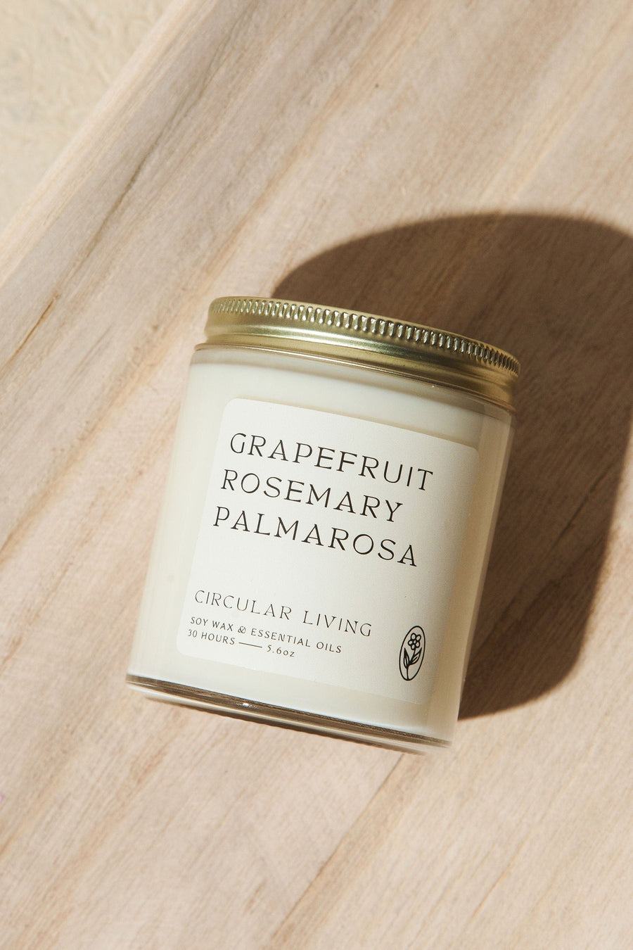 Circular Living Soy Wax Candle, Grapefruit Rosemary Palmarosa